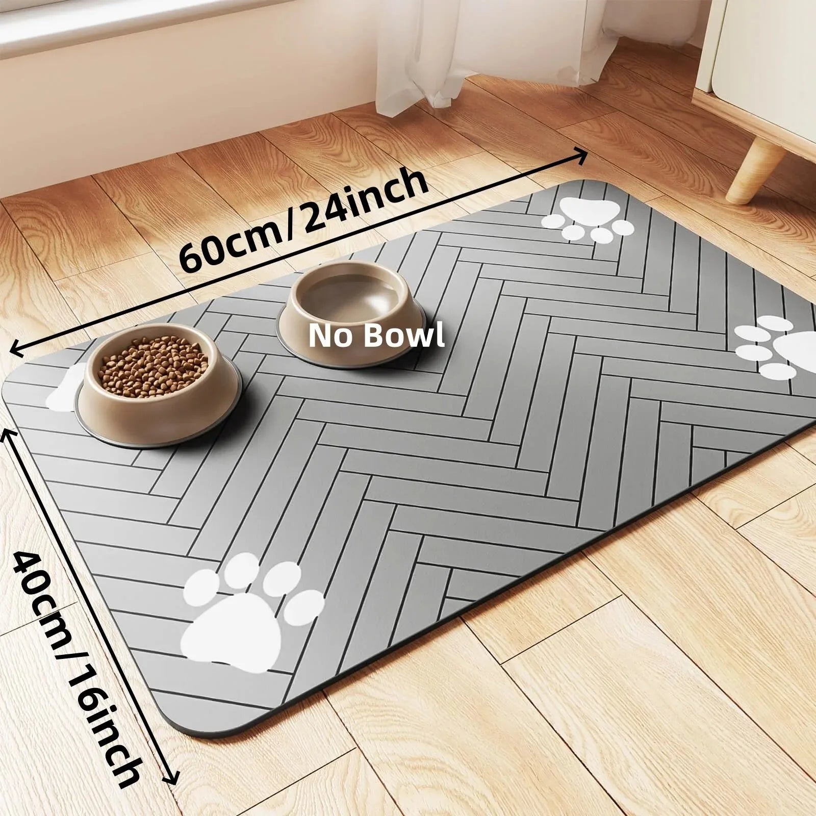 Absorbent Pet Feeding Mat with Waterproof Rubber Backing – Quick Dry Placemat for Dog & Cat Food and Water Bowls