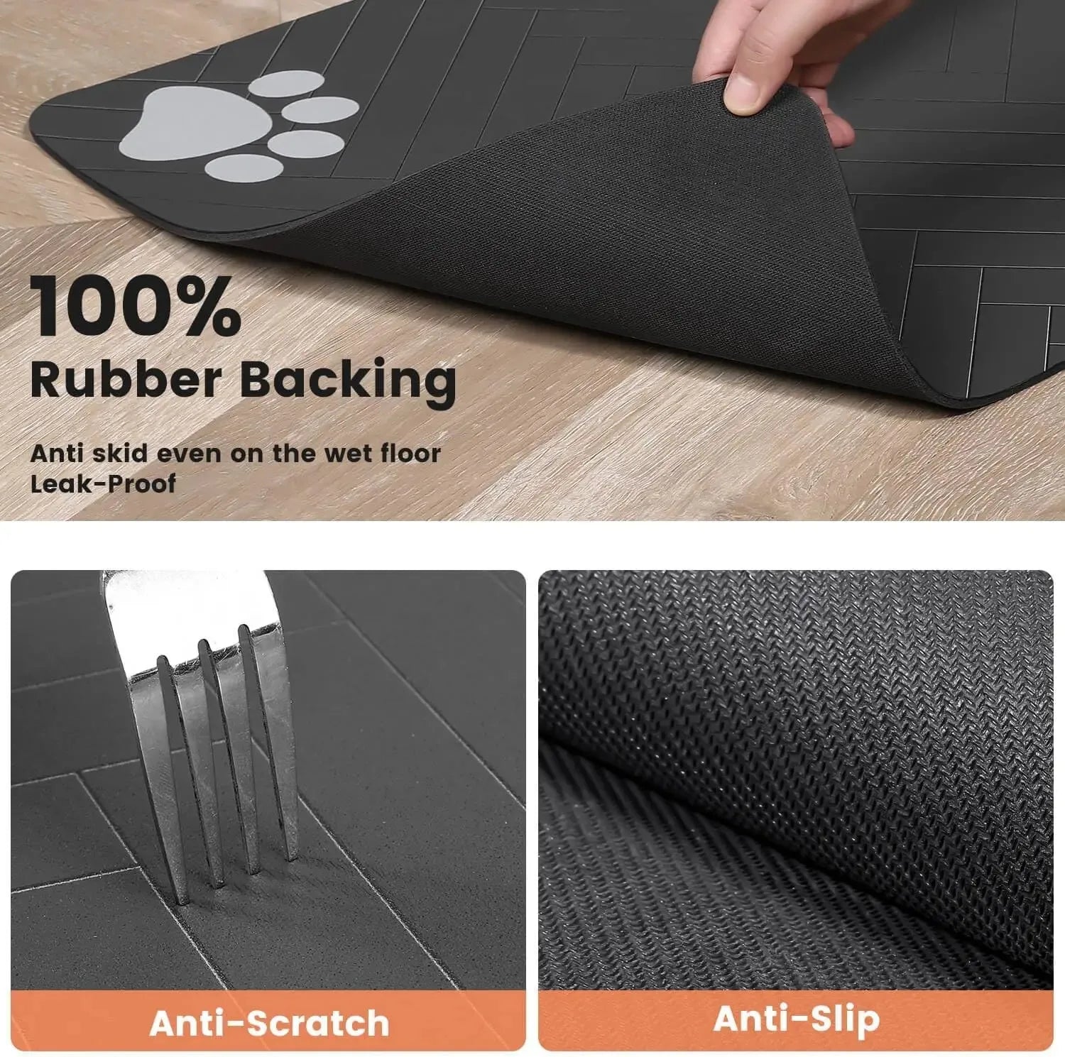 Absorbent Pet Feeding Mat with Waterproof Rubber Backing – Quick Dry Placemat for Dog & Cat Food and Water Bowls