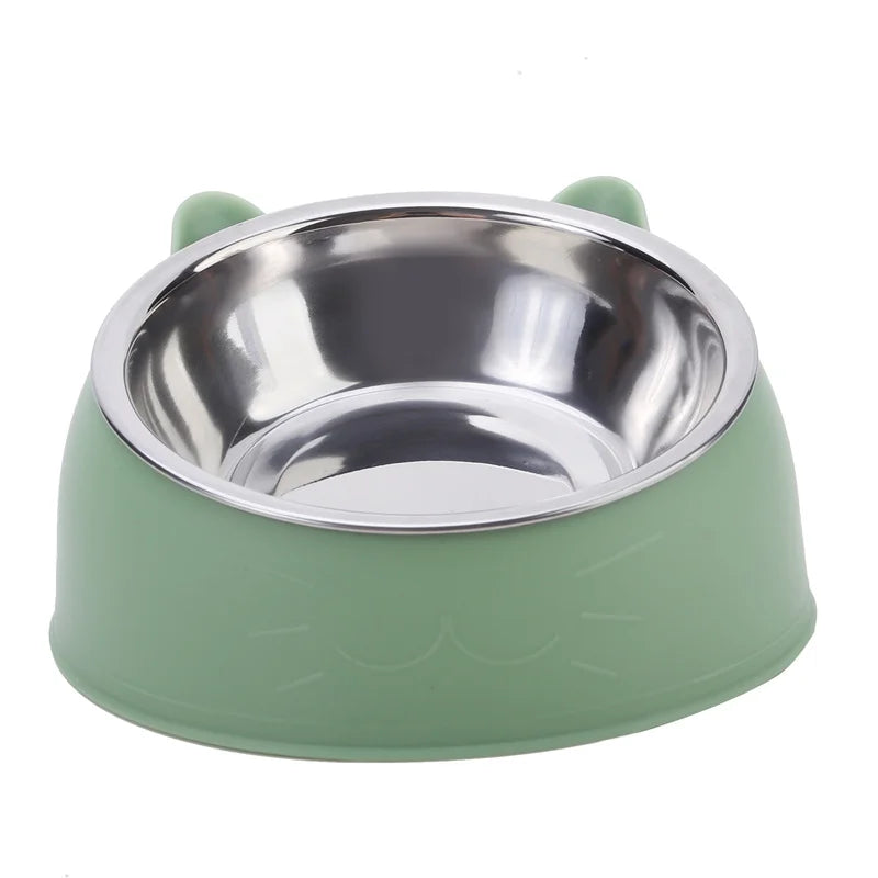 Slanted Stainless Steel Pet Bowl – Elevated Cat & Dog Food and Water Feeder for Comfortable Feeding