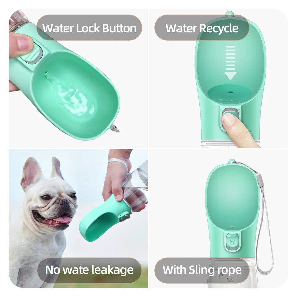 Portable Dog Water Bottle with Drinking Bowl – Leakproof Travel Water Dispenser for Dogs & Cats