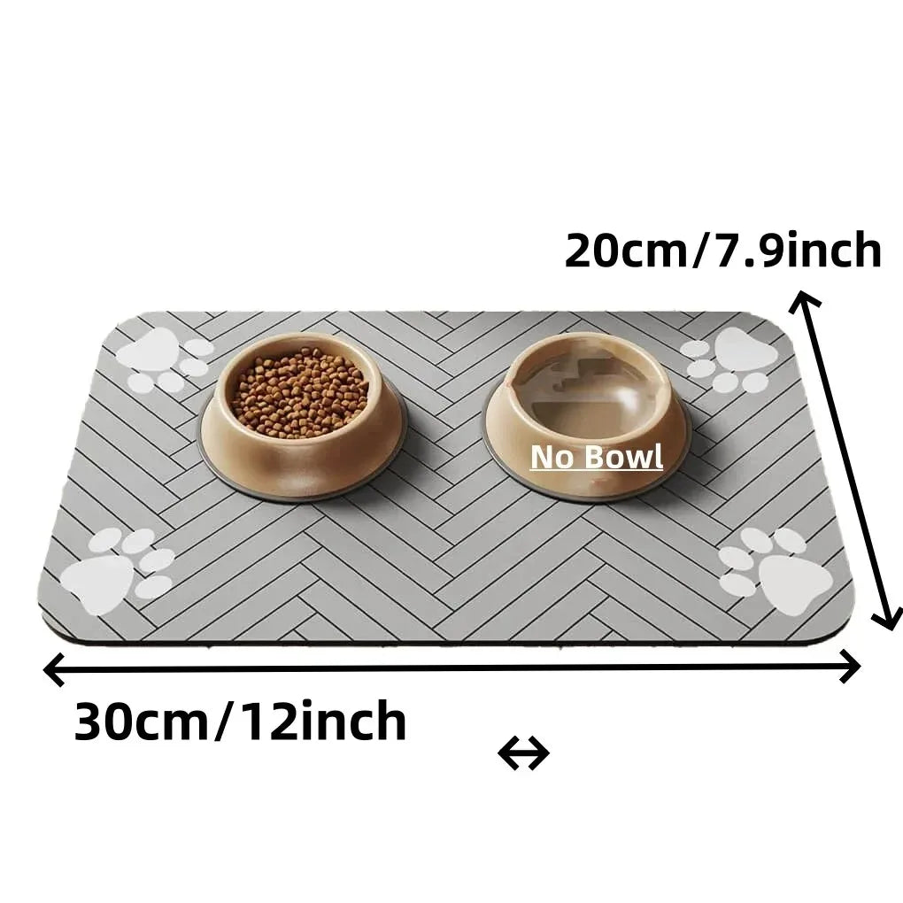 Absorbent Pet Feeding Mat with Waterproof Rubber Backing – Quick Dry Placemat for Dog & Cat Food and Water Bowls