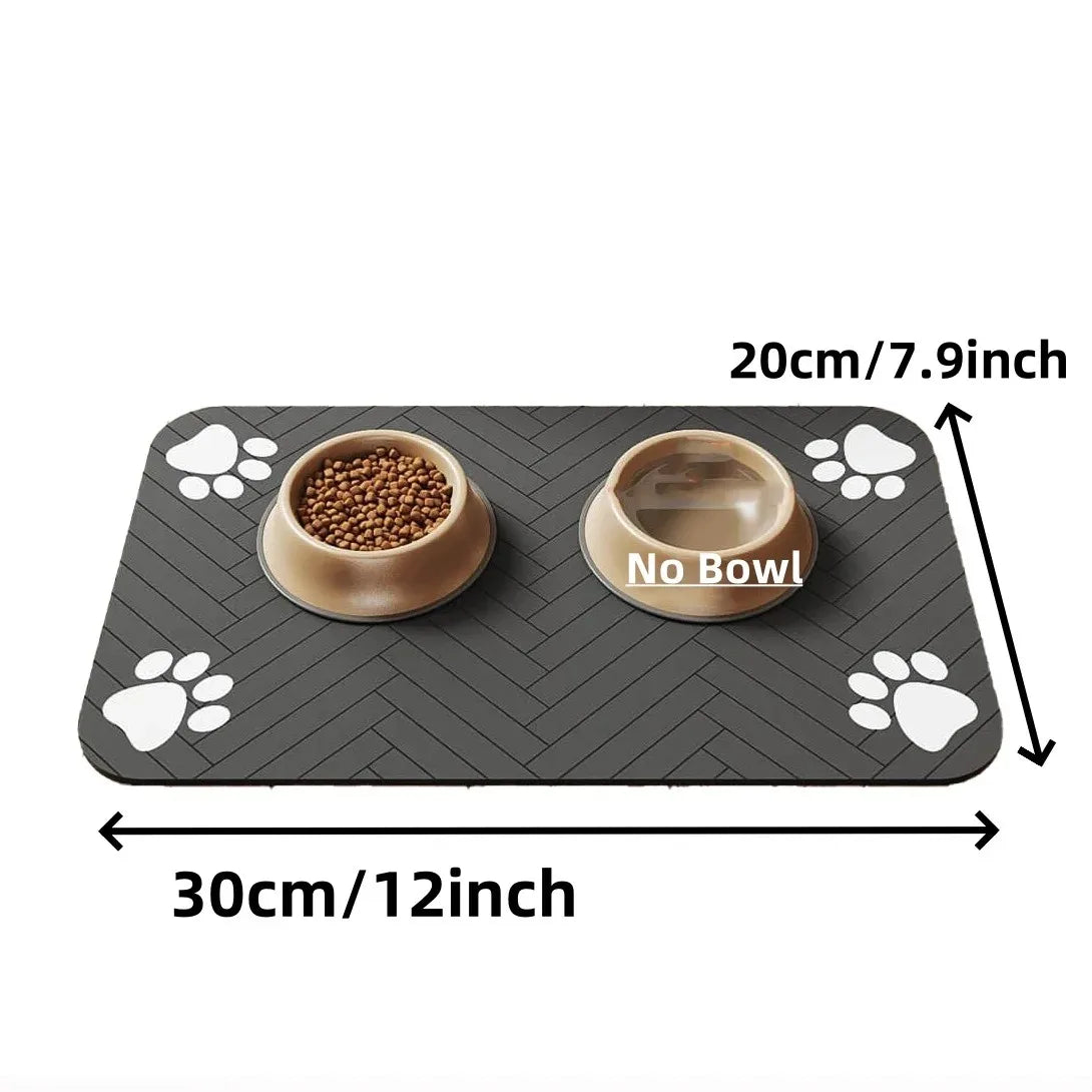 Absorbent Pet Feeding Mat with Waterproof Rubber Backing – Quick Dry Placemat for Dog & Cat Food and Water Bowls