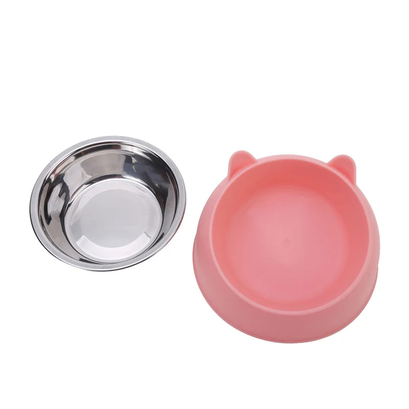Slanted Stainless Steel Pet Bowl – Elevated Cat & Dog Food and Water Feeder for Comfortable Feeding