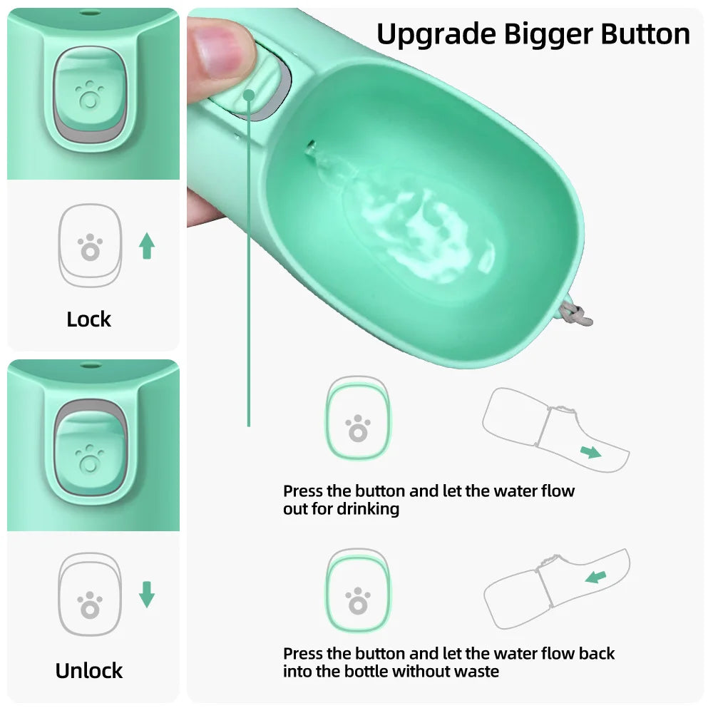 Portable Dog Water Bottle with Drinking Bowl – Leakproof Travel Water Dispenser for Dogs & Cats